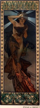  distinct Oil Painting - Morning Star 1902 litho Czech Art Nouveau distinct Alphonse Mucha
